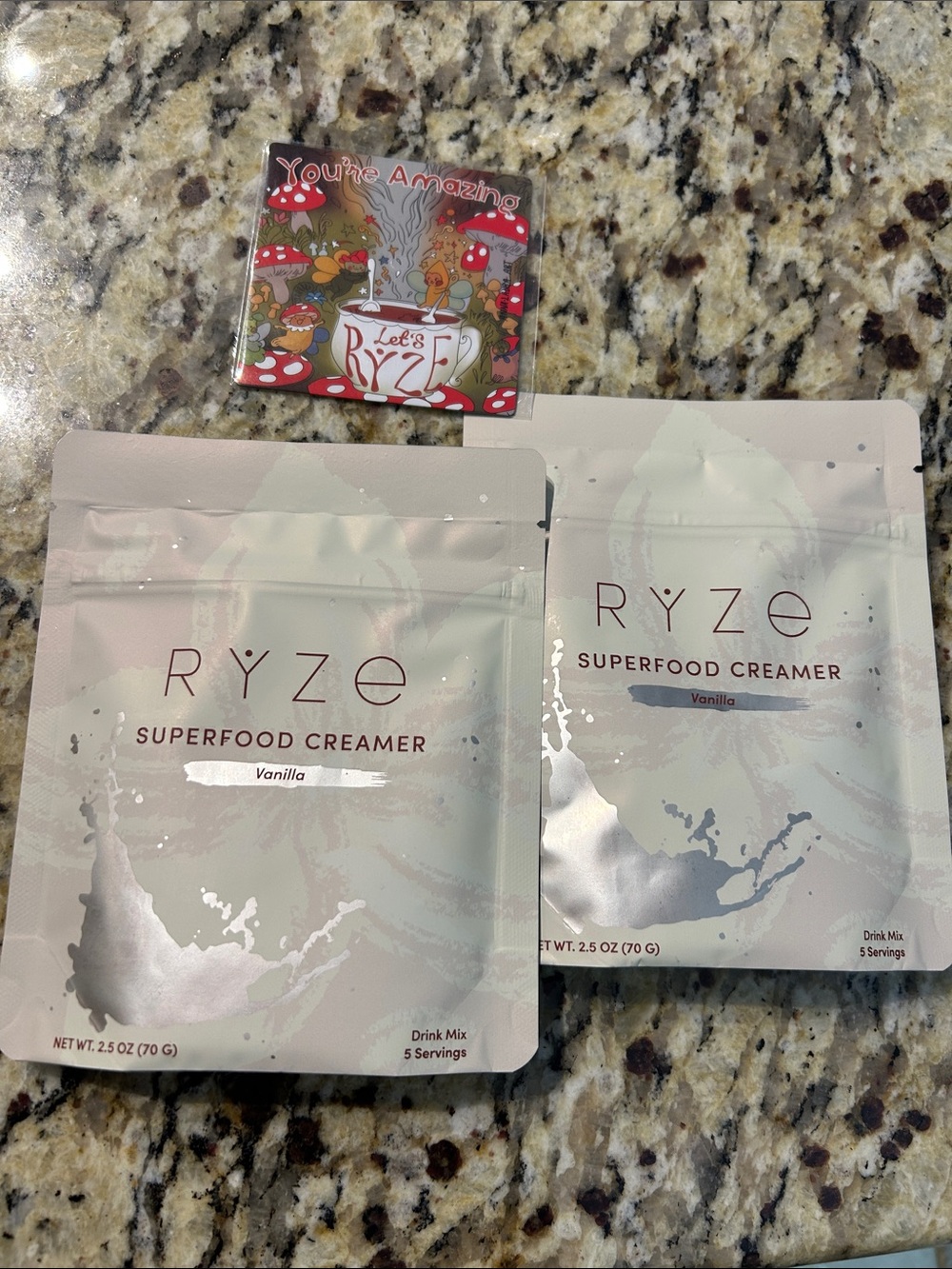 RYZE Vanilla Superfood Creamer - 5 Serving Packets (2), new